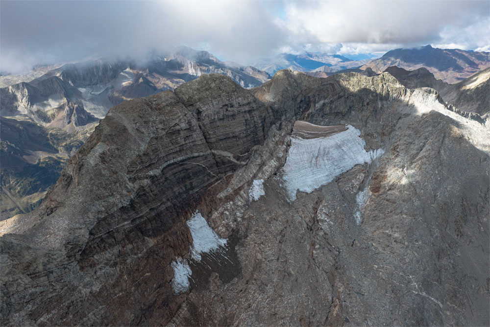 Vista aérea del glaciar de Seil de la Baque